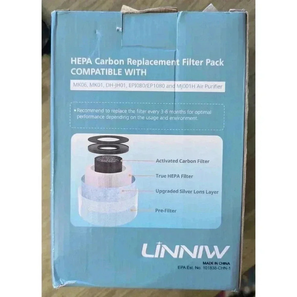 MK01, MK06 2 Pk Filter True HEPA for AROEVE Air Purifier, Kloudi DH-JH01 - Picture 3 of 4